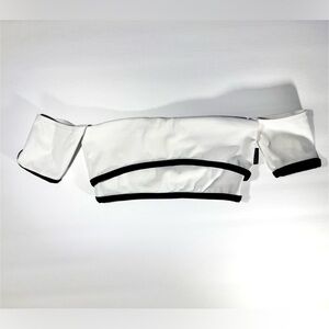 White Off-Shoulder Top with Black Trim Tiger Friday